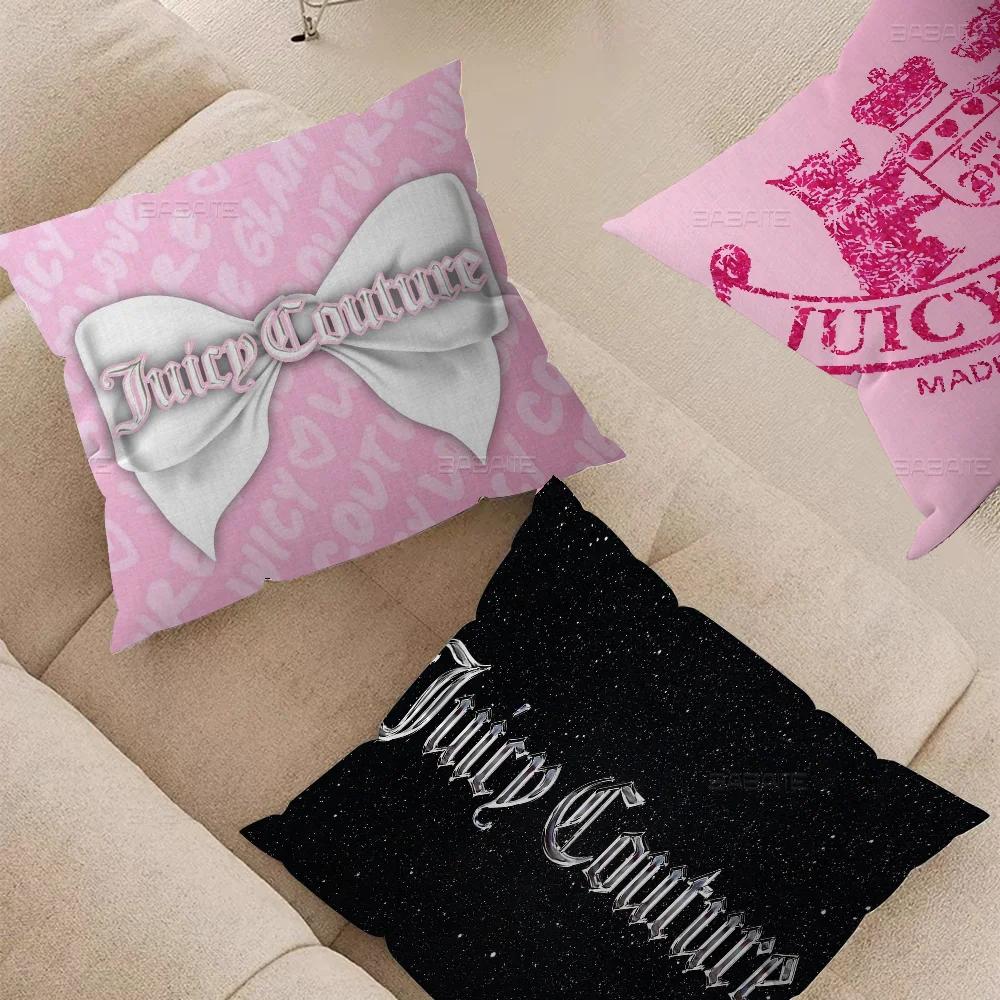 Модные наволочки J-juicy-couture, мультяшные, декоративные для дивана, для дома, с двусторонней печатью, из короткого плюша, милые наволочки