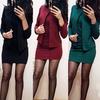 Office Two Solid Color Woman Mini Suit Coat Formal Dress Sheath