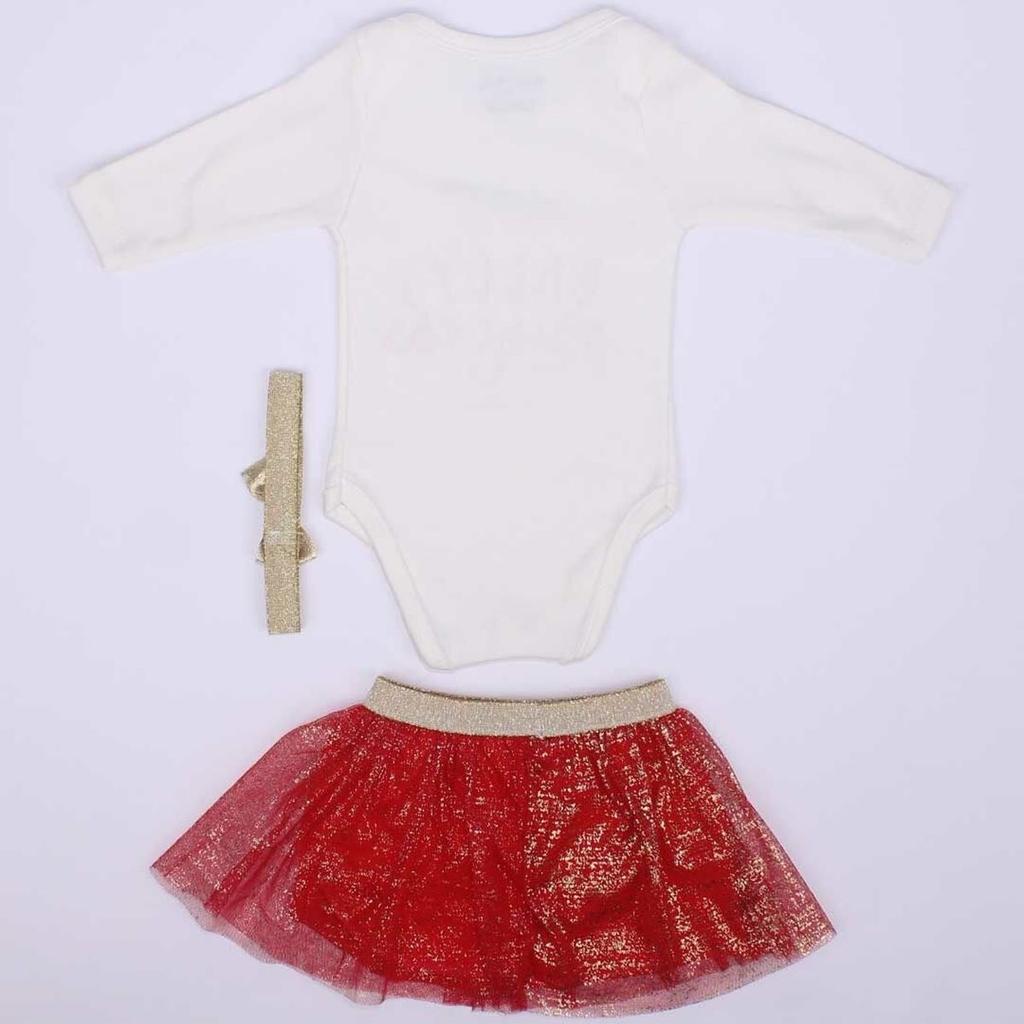 Baby Girl Daddy's Princess Written Glittery Tulle Red Skirt Set of 3
