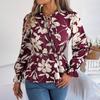 Женские весенне-осенние темпераментные рубашки с v-образным вырезом и длинным рукавом с принтом перьев, блузки