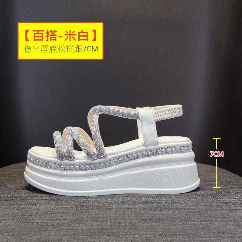 Женские летние сандалии 2025 года с взрывной платформой-маффином, римские спортивные сандалии знаменитости из Интернета