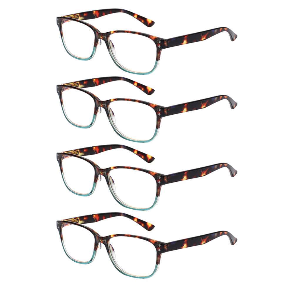 Turezing 4 Pack Reading Glasses Men and Women Blue Light Blocking Anti UV Computer Goggle Spring Hinge Eyeglasses