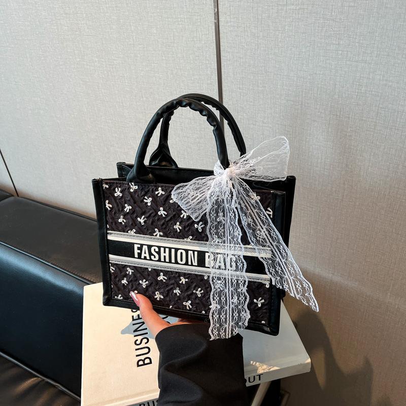 Модная сумка-тоут большой вместимости для поездок на работу, женская, с милым бантом, в повседневном нишевом дизайне