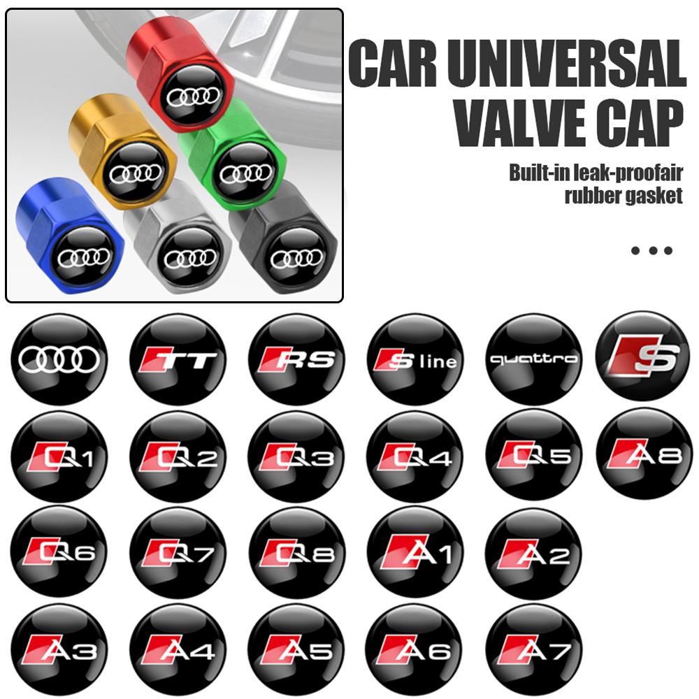 2026 4Pcs Aluminum Car Wheel Tire Air Valve Caps Dust Cover for 22x RS S SLINE A4 A3 A6 Q3 quattro Q7 TT B8 8P A1 A3 8P A4 B5 B6 B7 D2