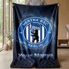 hertha bsc Custom Name Text Flannel Blanket Soccer Logo Personalized Fleece Throw Blanket Special Gift For Sofa Bedroom Home