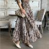 DX~~New Style Western-style Snake Print High Waisted Organ Pleated Skirt, Retro Flowing and Slimming Pleated Skirt, A-line Long Skirt