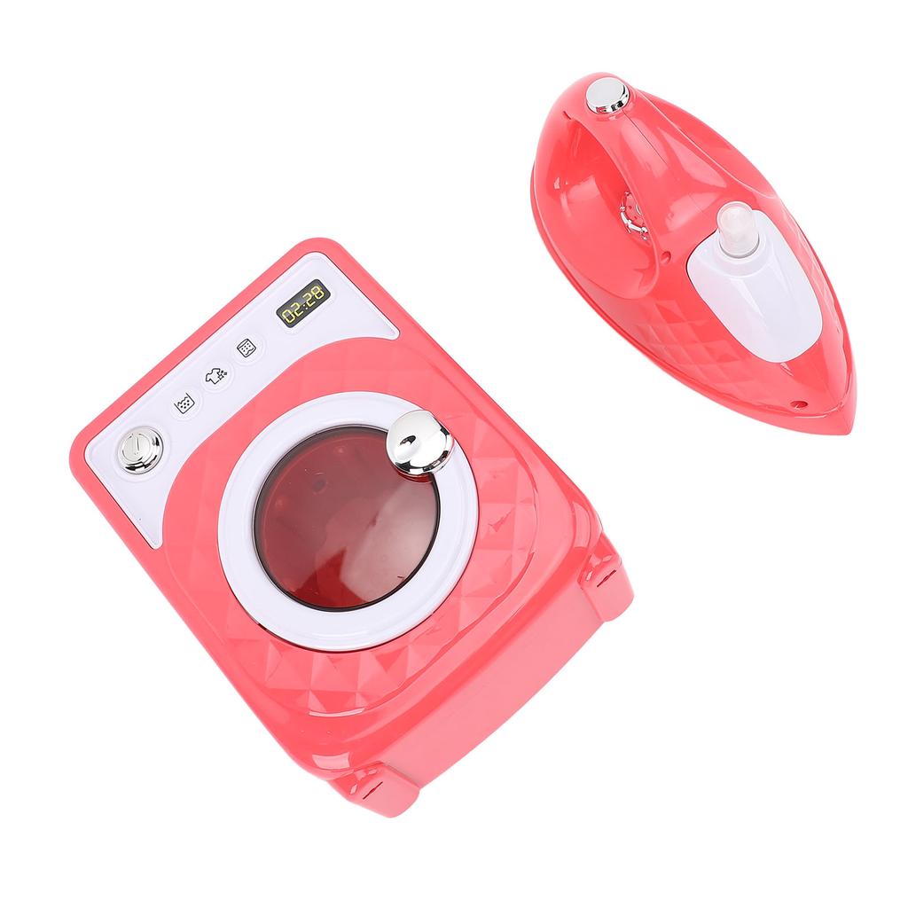 Pretend Laundry Set Battery Powered Washer and Ironing Board Playset Educational Role Playing Toys