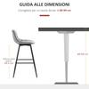 Set of 2 Tall Stools in Nordic Style with Backrest and Footrest, Stools with Backrest in Velvet Effect Fabric and Metal, 45x47x88 cm, Grey
