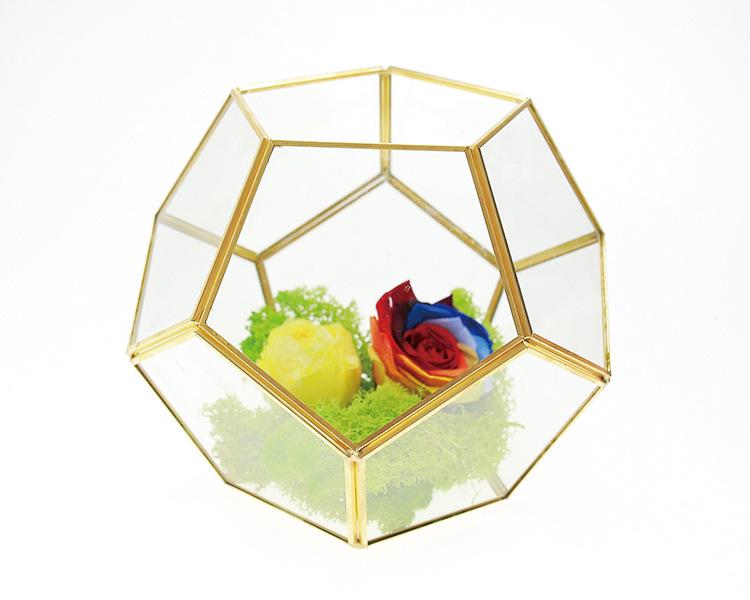 Nordic Geometric Glass Preserved Flower Decor for Home, Coffee Shop, or Wedding
