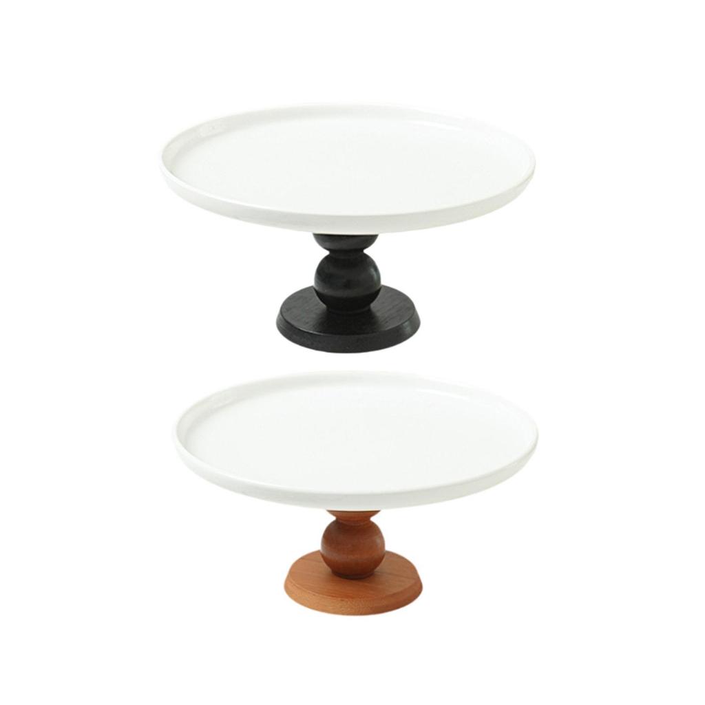 Elevated Ceramic Cake Plate Footed Stand Round Serving Platter for Displaying Cupcakes Cookies Snacks