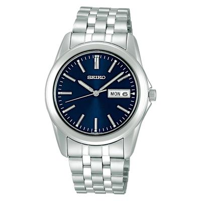 [Seiko Watch] Men's Quartz Wristwatch, Seiko Selection, Silver Case, Blue Dial - Model SCXC011
