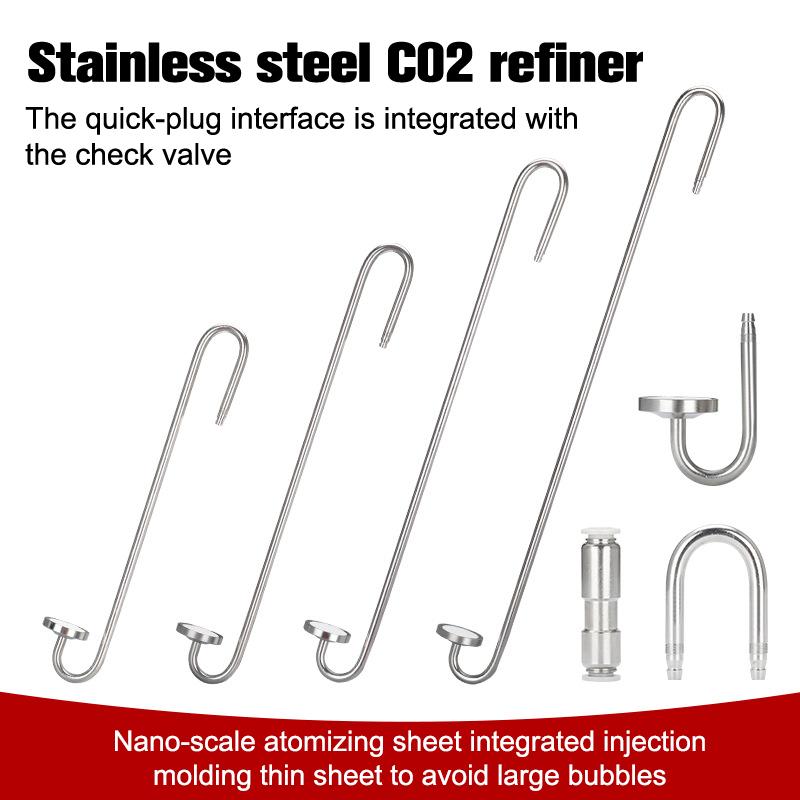 Диффузор CO2 Зеркальный Нержавеющая сталь 304 Редукционный электромагнитный клапан Рефайнер Для роста водных растений Аквариумный рефайнер CO2