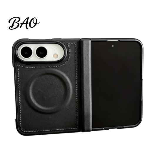 Magnetic Ring Protective Shell Case for IPhone 18, Faux Leather Phone Cover with Hinge Precise Fit Protection, Full Body Shockproof 18 Fold Protection