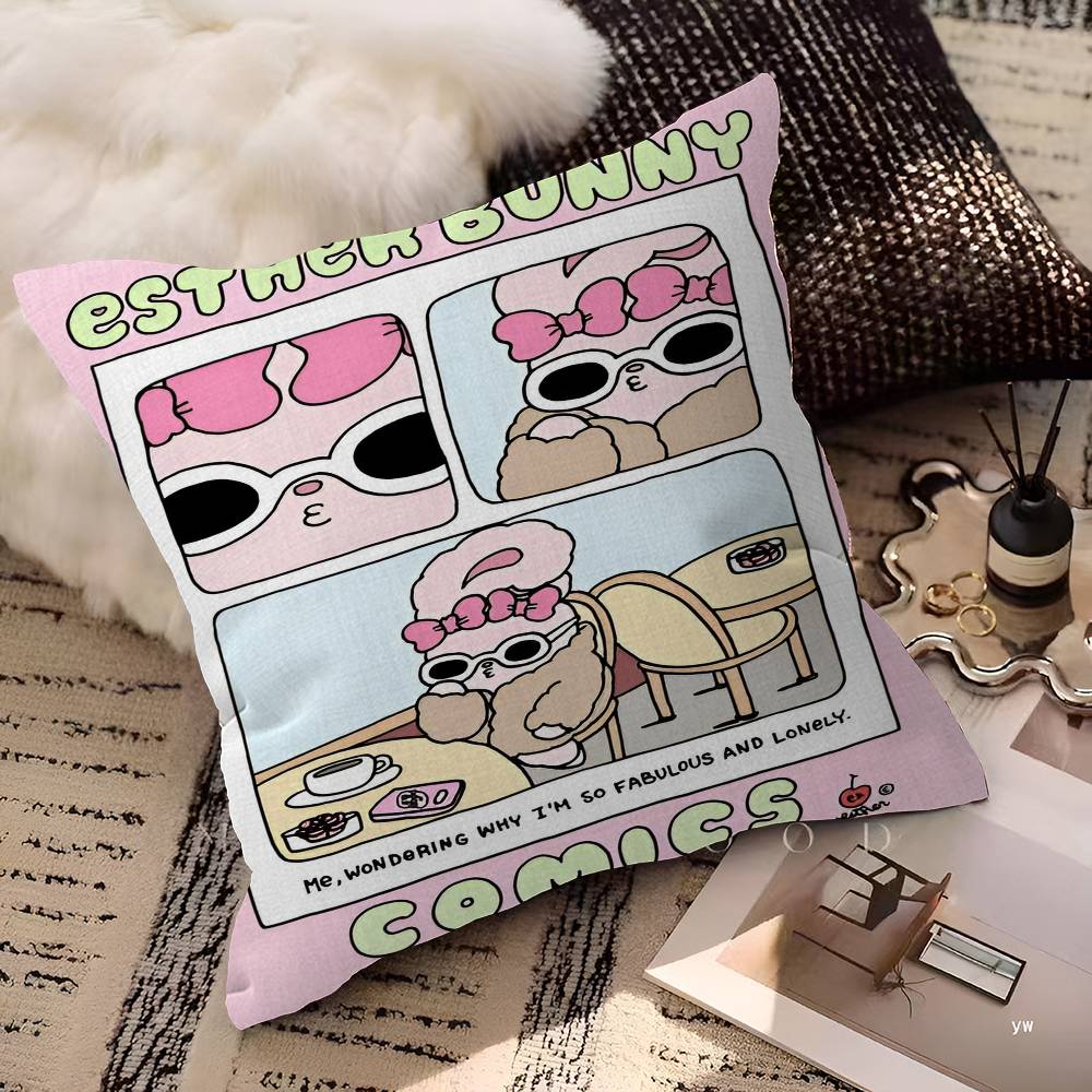 Anime Esther Bunny Personalized Pillow Dust Cover Bedroom Kids Party Decoration Pillowcase Birthday Children Gift