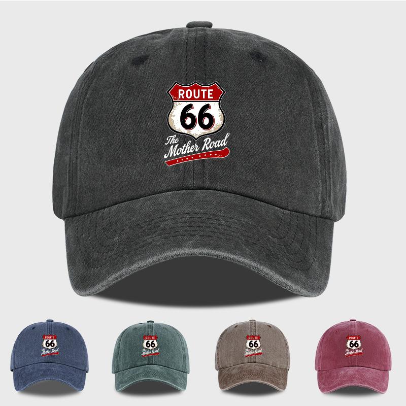 Винтажная Бейсболка Route 66 "Материнская дорога" Стираная Регулируемая Унисекс Для Байкеров Путешествий Солнцезащитная