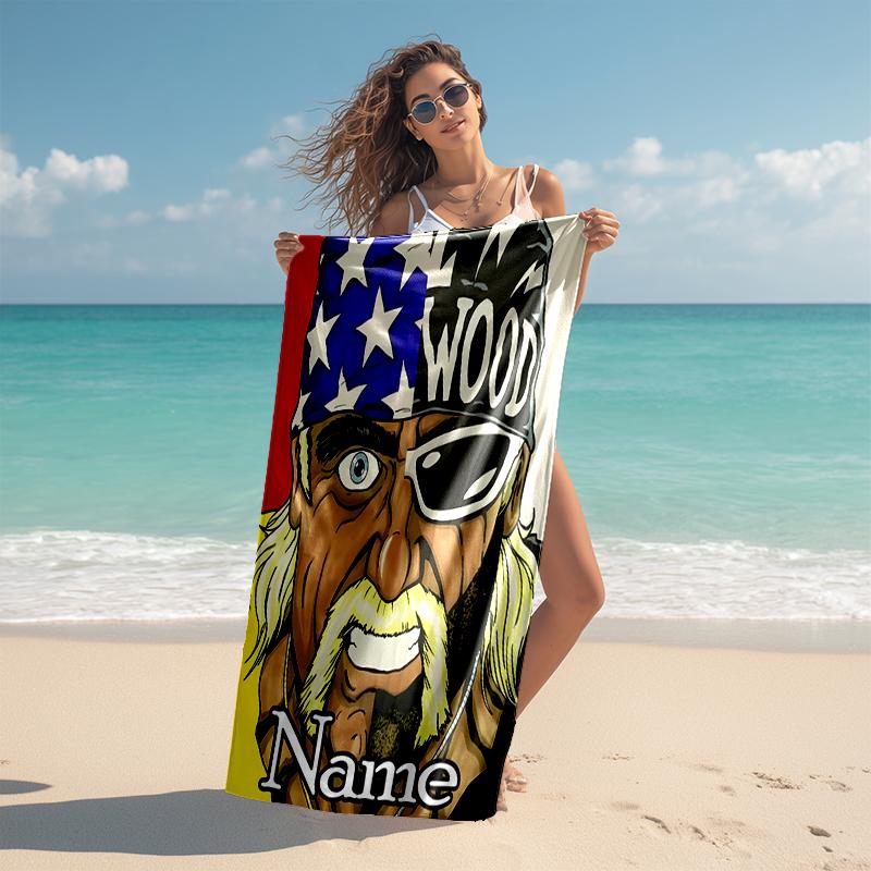 Personalized customized proof beach towel with Hulk Hogan pattern - soft, absorbent,quick-drying,perfect swimming,camping&bathing