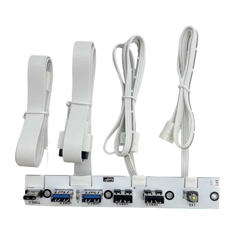 Передняя панель расширения ввода-вывода для корпуса ПК, 5 портов USB Type C 20G, светодиодные переключатели, аксессуары для настольного компьютера