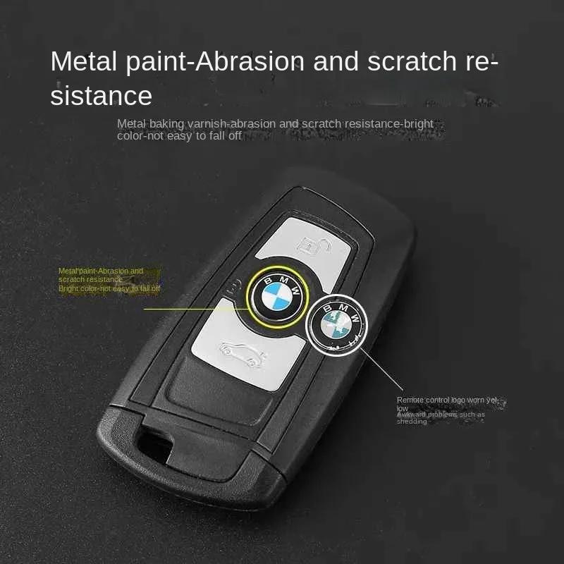 11MM 3D Aluminum Car Key Shell Stickers For BMW M M1 M2 M3 F32 E52 E53 E60 E90 E91 E92 E93 F01 F30 Auto Key Remote Fob Decals U111