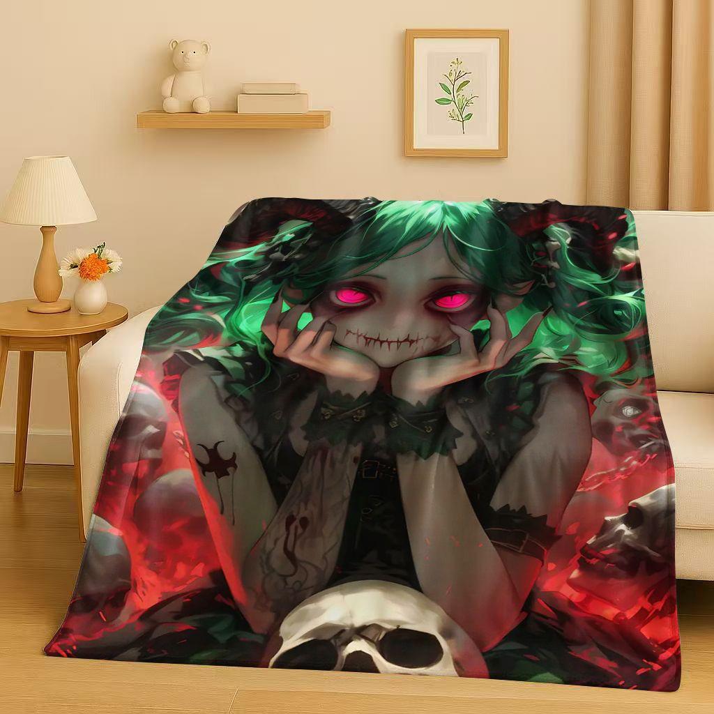 26 Style Gothic Dark Sexy Girls Cartoon Anime Characters Flannel Blanket,Soft Plush Throw for Home Bedroom Bed Sofa Cover Trave