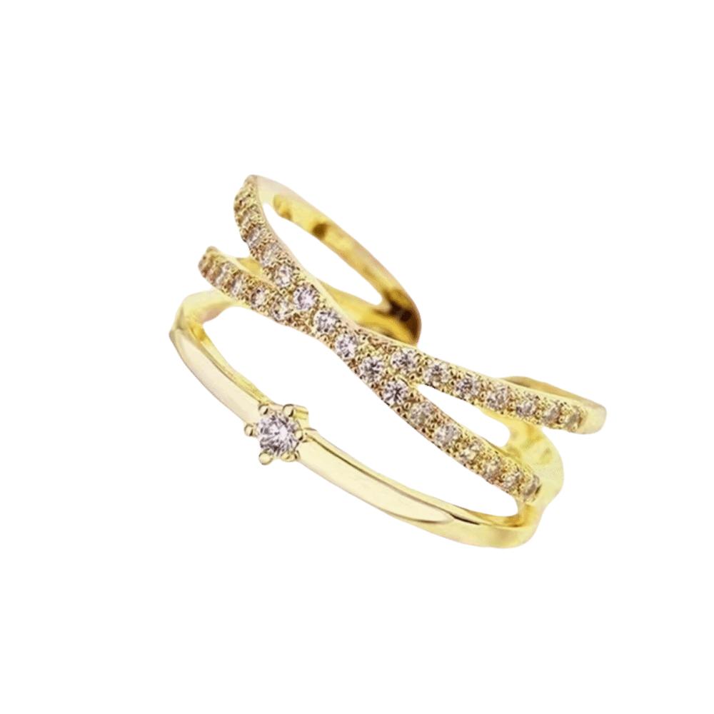 Luxury Zircon Crossed Rings Elegant Plain Ring Fashion Jewelry Crystal Finger Rings Gifts