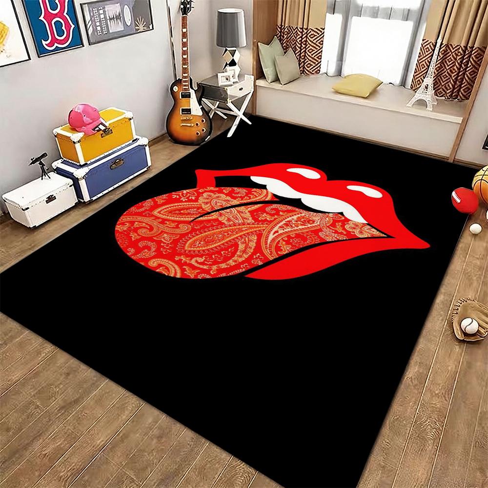 The Rolling Stones Logo Area Rug Faux Wool Rug Ultra Soft Mat Bathroom Rug Stain Resistant