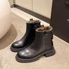 Модные европейские и американские модные женские ботинки 2024 года, осень и зима, новые утягивающие короткие ботинки с застежкой-молнией сзади и утеплителем на толстой подошве