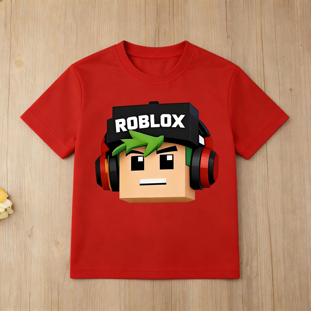 Roblox Character Skateboard Kids T-Shirt 2026 Summer New Boys Girls Short Sleeve Casual T-Shirt Cotton Tops