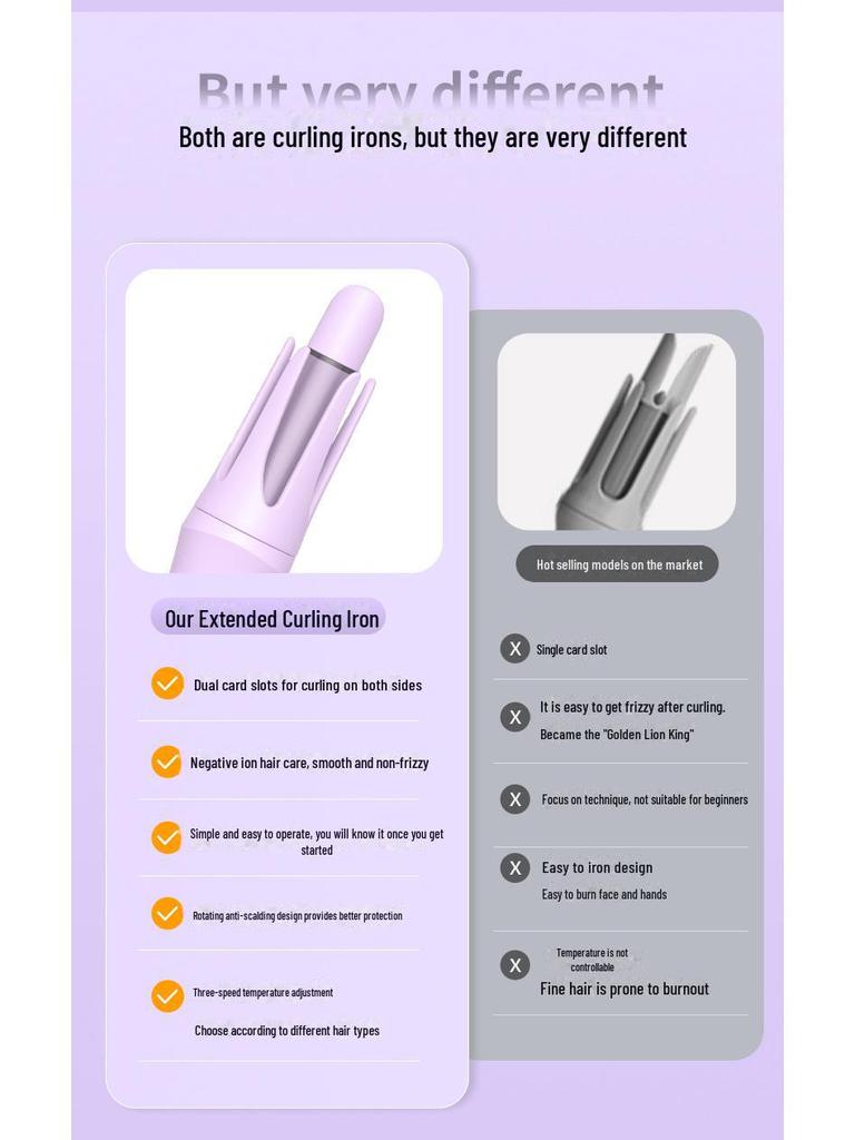 Automatic 32mm Dual-Slot Curling Iron: Long-Lasting Waves, Gentle On Hair, Dorm-Friendly Low Power