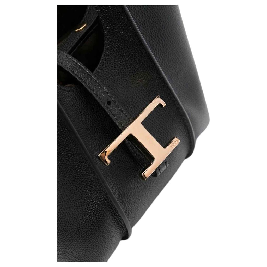 Tods T Timeless Металлическая подвеска T Кожаная Сумка Женские сумки Черный XBWTSBA0000Q8EB999