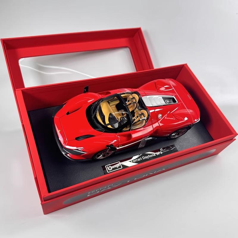 In Stock Bburago 1:18 Ferrari Daytona Sp3 Supercar 50 Series Simulation Alloy Miniature Diecasting Model Customized Toy Gift