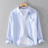 Men's Oxford Woven Long Sleeve Shirt Cotton Casual Simple Matching Solid Color Shirt Slim White Shirt Fashionable Men