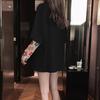 Женская летняя футболка с вышивкой животных, декором в виде панды, свободная средней длины, круглый вырез, повседневная одежда, половина рукава, контрастный цвет, женский летний топ, женская одежда