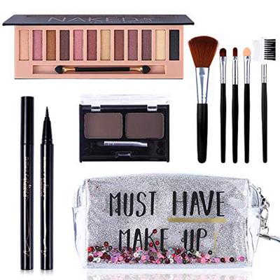 Набор для макияжа All in One, 12 цветов, нюдовые мерцающие тени для век Набор для макияжа All in One, 12 цветов, нюдовые мерцающие тени для век, палетка водостойких черных теней для век, 1 шт.