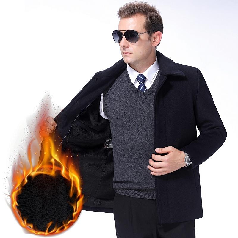 Осень и зима пальто из кашемира для мужчин среднего и пожилого возраста, шерстяные шерстяные куртки, пальто с лацканами, мужская одежда на пуговицах для папы, больших размеров