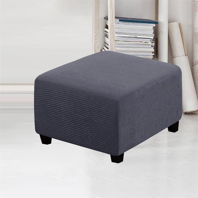 Jacquard Ottoman Stool Cover Furniture Protector Covers Stretch Square Removable Footstool Sofa Slipcovers Washable Chair Covers