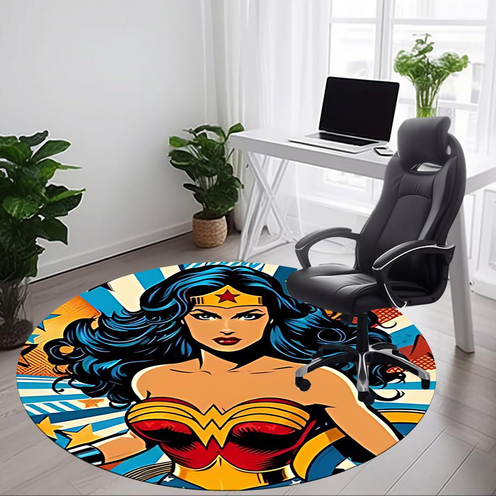 1 шт. Круглый ковер Wonder Woman для офиса, под офисные стулья, в спальню, гостиную, домашний декор, Декор для комнаты, Доступен в различных размерах