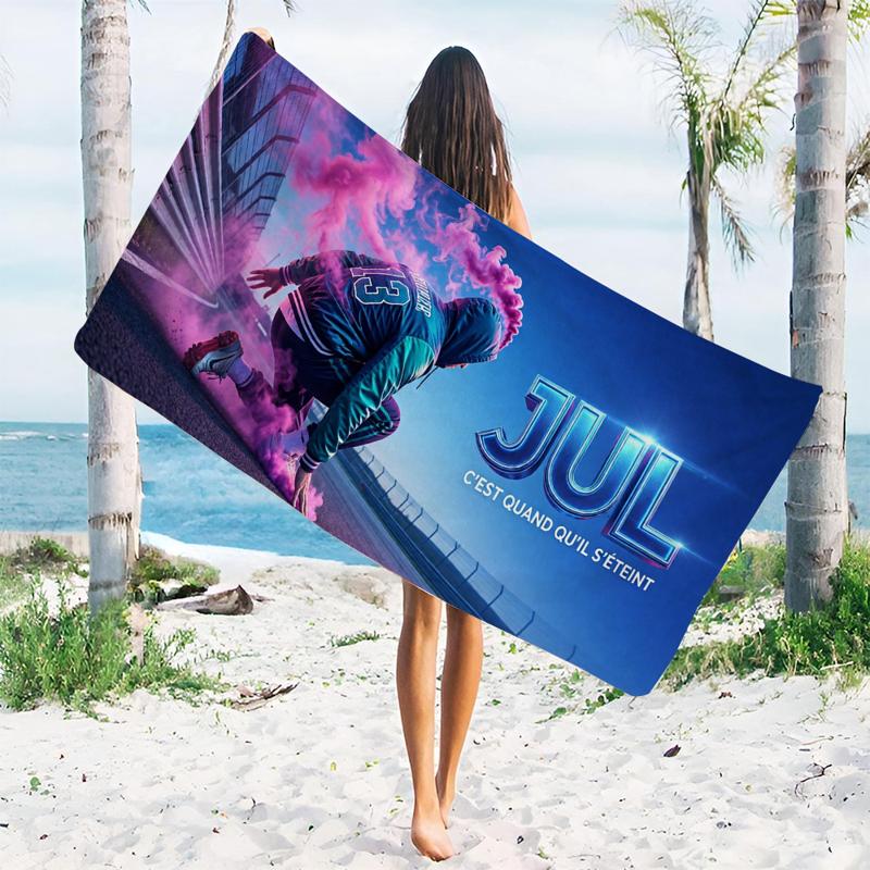 1 шт. J-Jul-l Французский рэпер Розовый перекур Брейк-данс Пляжное полотенце из микрофибры Быстросохнущее банное полотенце для бассейна, пляжа, путешествий Подарок для фанатов рэпа