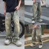 Nostalgic Color 2024 Men's Wide-Leg Jeans with Graffiti Design for Spring & Autumn