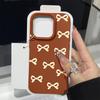 Bowknot Pattern Matte Leather Texture Case For iPhone 16 Pro Max 15 Pro 14 13 12 11 Solid Color Slim Shockproof TPU Soft Phone Cover