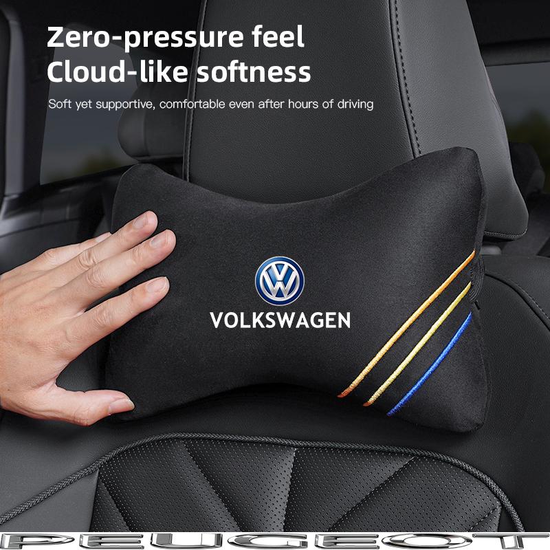 For Volkswagen eA3 Car Headrest Cover Auto Seat Cover Head Neck Rest Pillow For VW GTI Polo Golf MK6MK7 Passat Atlas Jetta Tiguan Arteon CC Hub Cap