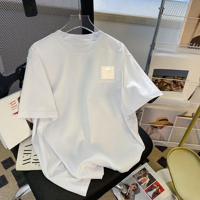 Летняя женская свободная дышащая простая ветрозащитная модная универсальная однотонная футболка с короткими рукавами