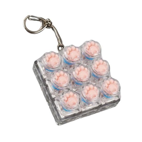 Cat Paw Keyboard Fidget Toy 9-in-1 LED Light-up Keyboard Keychain Decompression Button Finger Clicker Toy Work Travel Stress Relief Desk