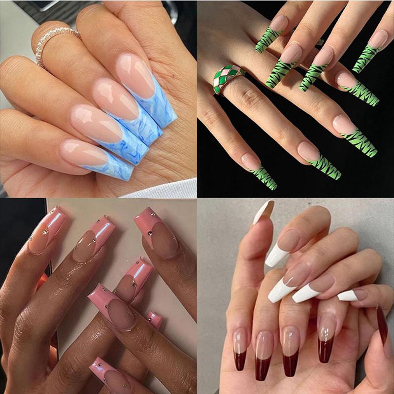 60 шт. многоразовых мягких силиконовых подушечек, трафаретов, французских наклеек, наращивание ногтей, система Duet, двойные формы, инструмент для создания французского маникюра