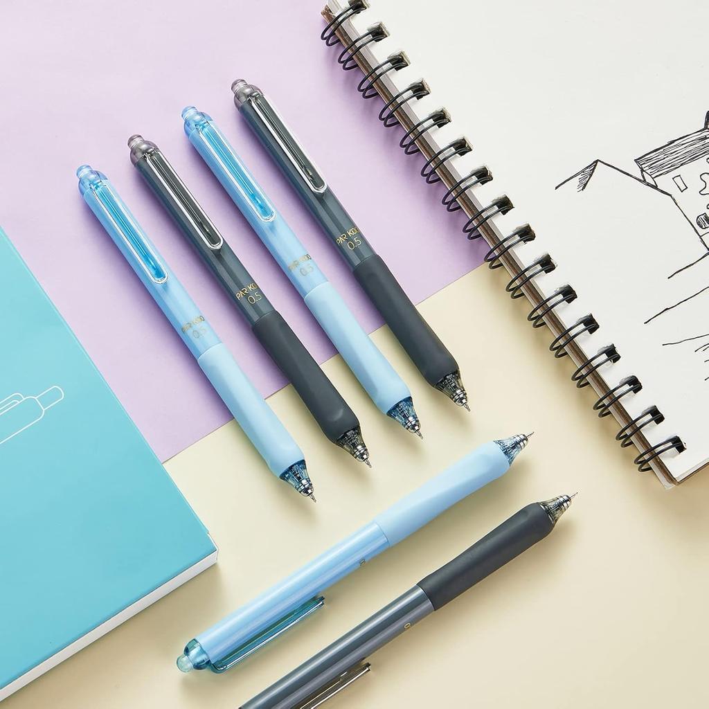 ParKoo Gel Pens Quick Dry Ink Fine Point 0.5mm, Retractable Rolling Ball 6 Black/6 Blue Ink Pen, Click Silent Pens Set for Journaling Notetaking