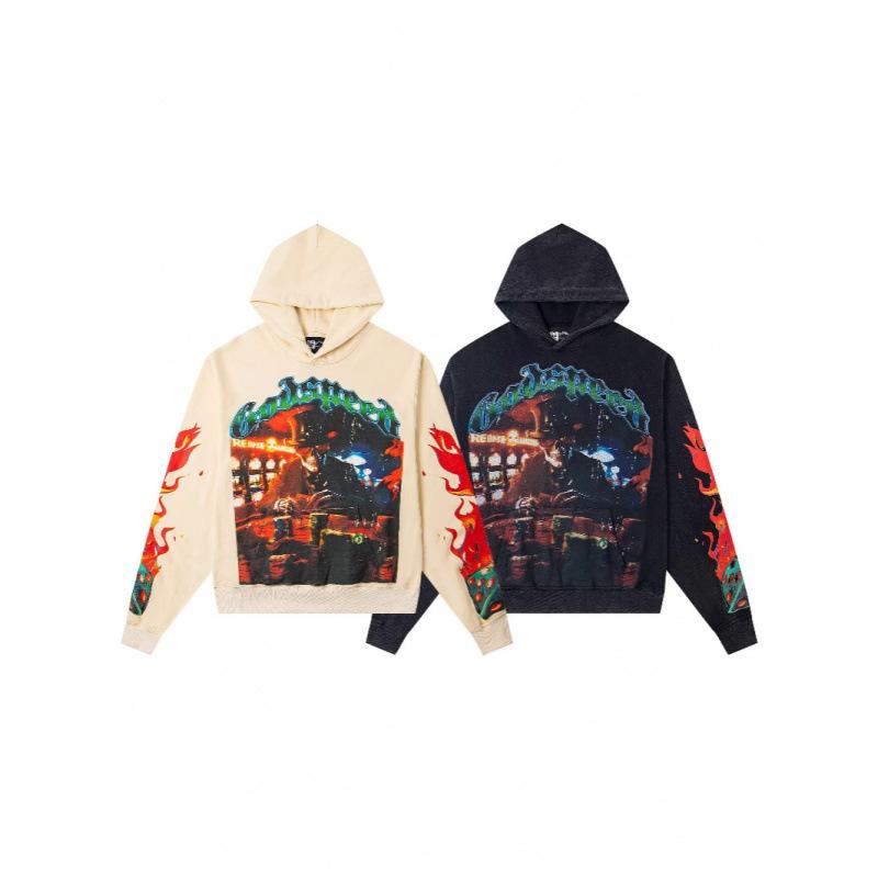 Odspeedss осень и зима новый прямой принт стирка вода ретро чистый хлопок хип-хоп красота тренд худи свитер