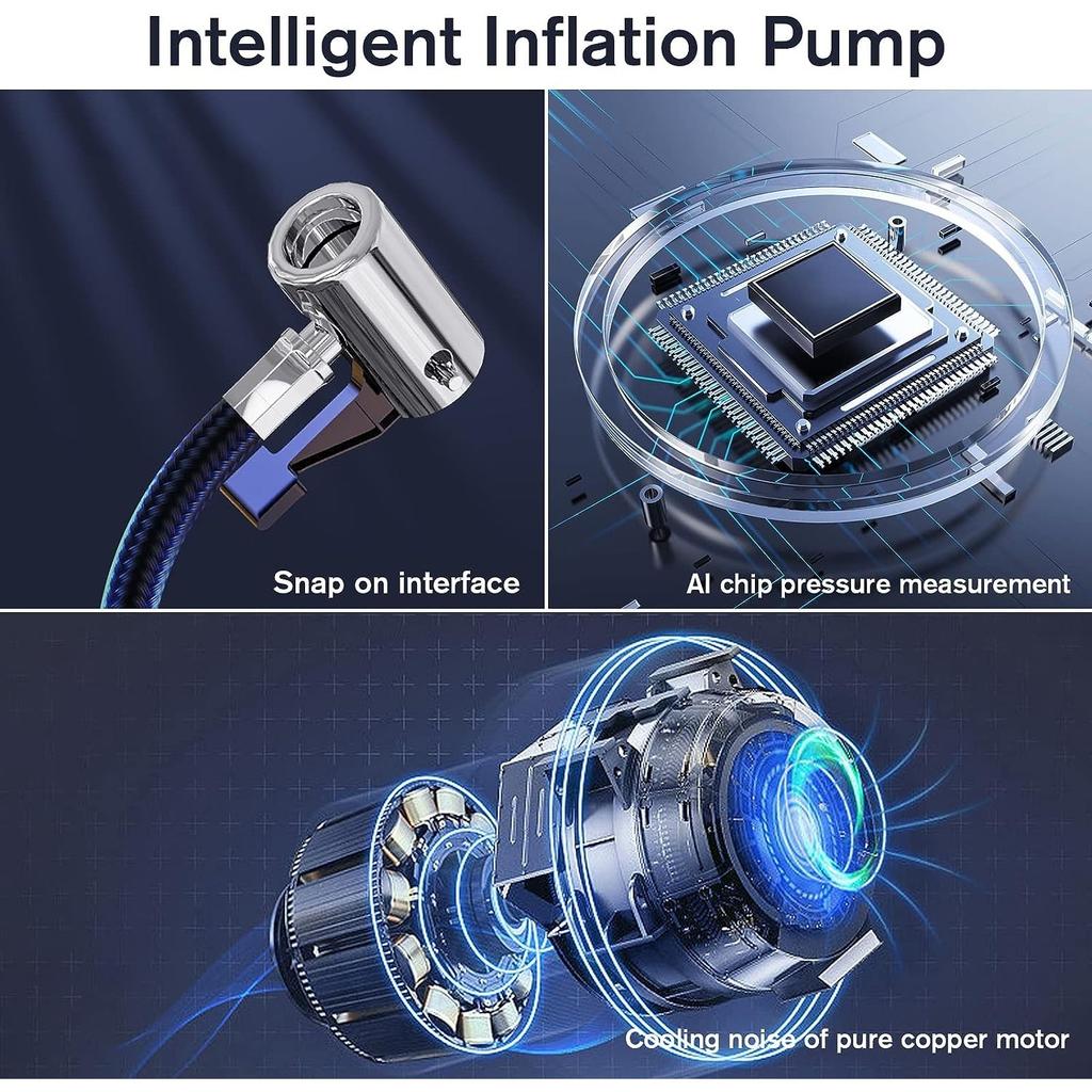 Tire Inflator Digital Portable Air Compressor for Car Tires,12V DC Car Tire Pump 100PSI Car Pump, Mounted Air Pump Electric Air Pump