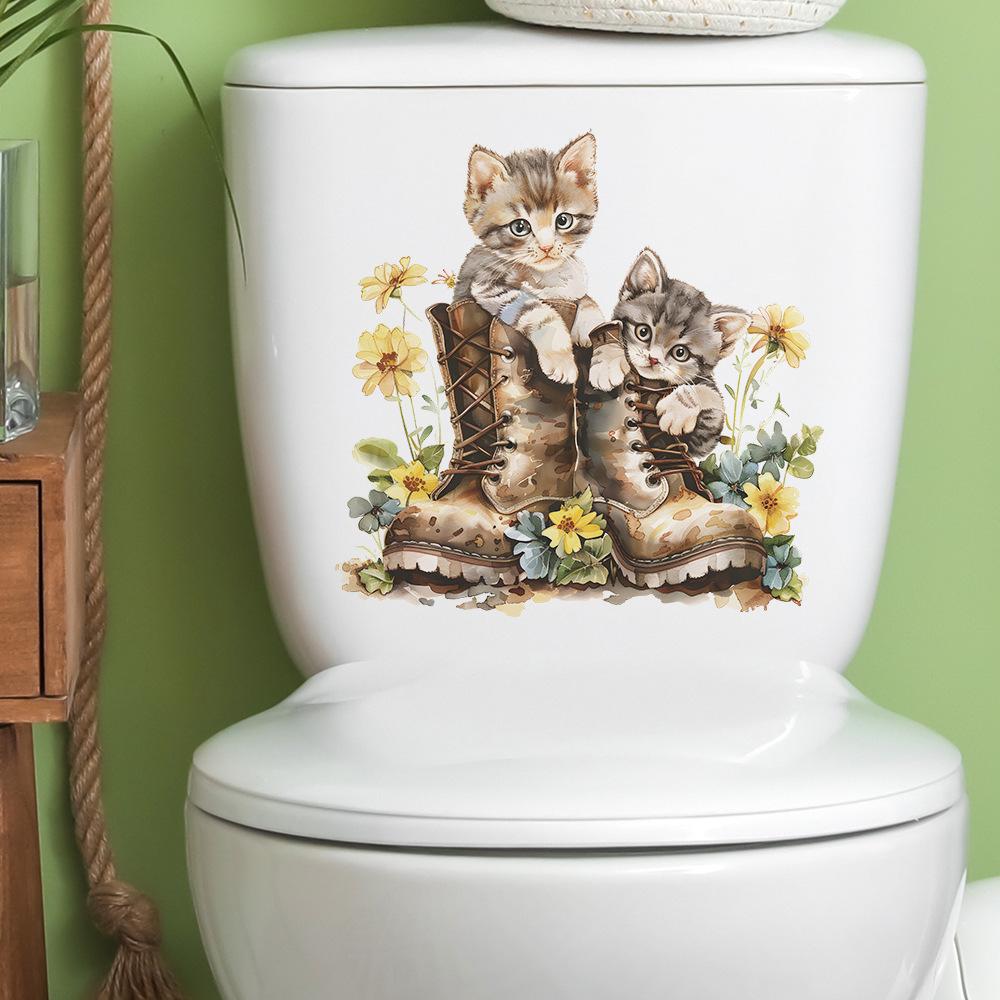 Fun-m148 Shoes Cat Sunflower Toilet with Bathroom Bathroom Decorative Wall Sticker