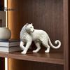 Leopard Statue Decor 3D Printed Statue, Walking Panther Figurine, Blank White DIY Living Room Table Paint Animal Ornament for Room, Study Entryway