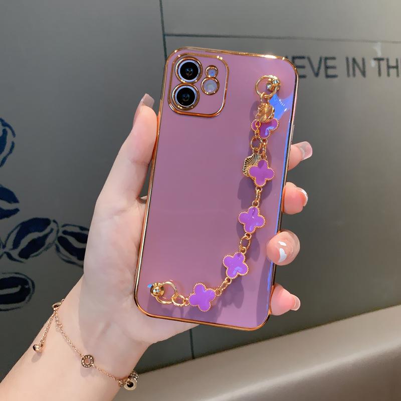 Подходит для чехла для iPhone 15 Promax, модного браслета-клевера, защитного чехла для Apple 13 14, 12XS creative