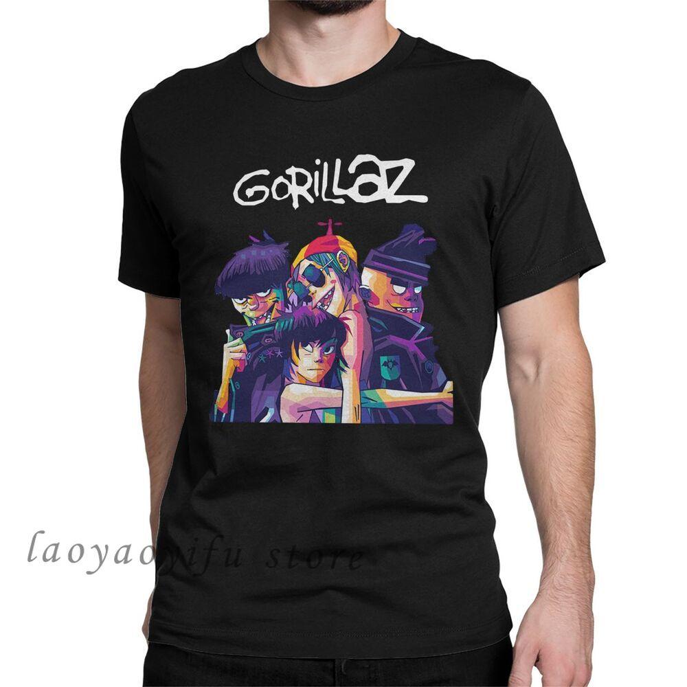 Мужская Модная Футболка Смешная Графические Футболки с Тимоти Шаламе Gorillaz Мужская Футболка 90-х Винтажная Футболка с Коротким Рукавом Мужская Одежда Shi...